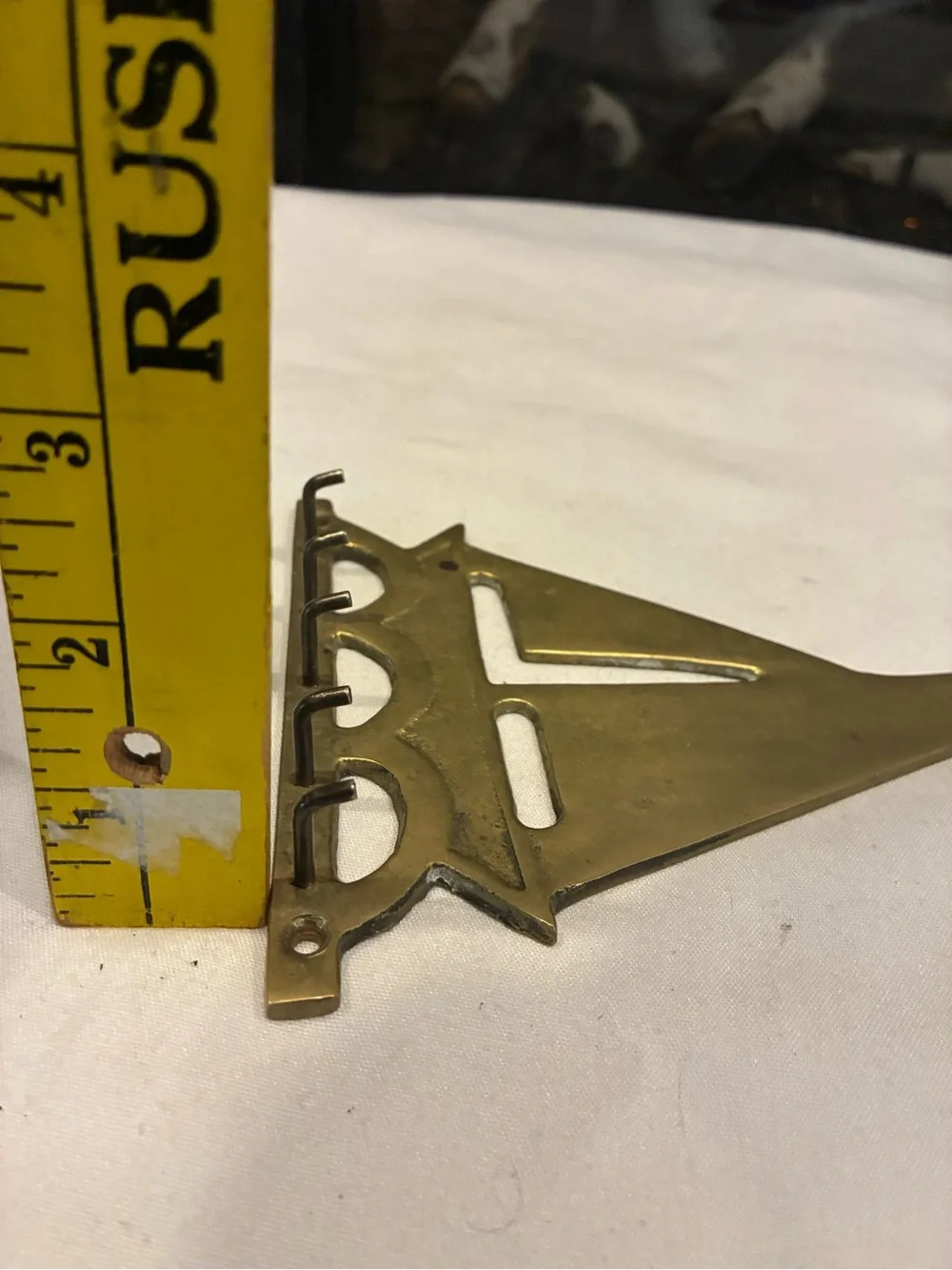 Brass Sailboat Wall Hook Rack - Gold-with 5 places for keys or FOBS Heavy Weight